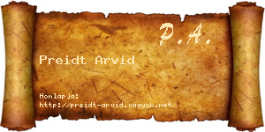 Preidt Arvid névjegykártya